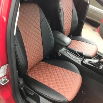 Авточехлы Автопилот Чёрный темно коричневый Ромб